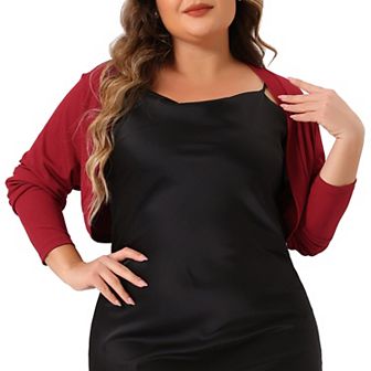 Women's Plus Size Cardigan Shrugs Long Sleeve Casual Open Front Cropped