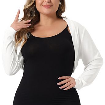 Women's Plus Size Cardigan Shrugs Long Sleeve Casual Open Front Cropped