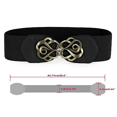 Women's Metal Interlocking Buckle Stretch Band Cinch Belt One Size