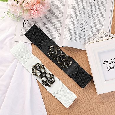 Women's Metal Interlocking Buckle Stretch Band Cinch Belt One Size
