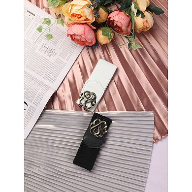 Women's Metal Interlocking Buckle Stretch Band Cinch Belt One Size