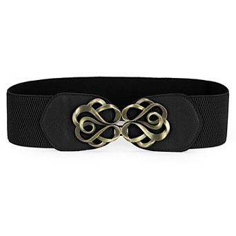 Women's Metal Interlocking Buckle Stretch Band Cinch Belt One Size