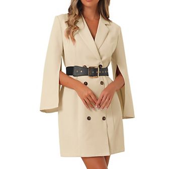 Women's Elegant Slit Sleeve Button Down Work Office Belted Blazer Dress
