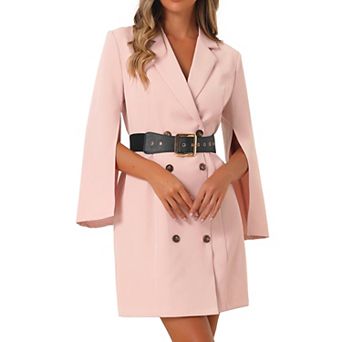 Women's Elegant Slit Sleeve Button Down Work Office Belted Blazer Dress