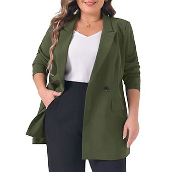 Plus Size Blazers for Women Lapel Button with Pockets Office Work Jackets Blazer