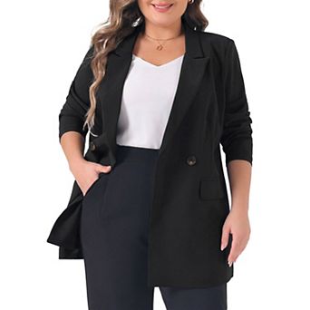 Plus Size Blazers For Women Lapel Button With Pockets Office Work Jackets Blazer