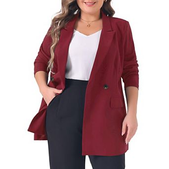 Plus Size Blazers for Women Lapel Button with Pockets Office Work Jackets Blazer