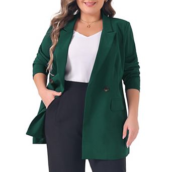 Plus Size Blazers for Women Lapel Button with Pockets Office Work Jackets Blazer