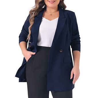 Plus Size Blazers For Women Lapel Button With Pockets Office Work Jackets Blazer