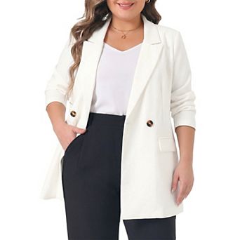 Plus Size Blazers for Women Lapel Button with Pockets Office Work Jackets Blazer