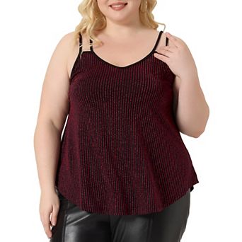 Plus Size Tops For Women Sleeveless V Neck Tank Cami Party Glitter Sparkle Tops