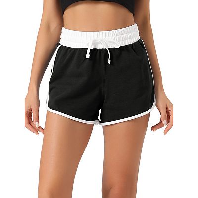 Cheibear Womens Casual Summer Lounge Athletic Elastic Cotton Running Sweat Shorts Black Xs