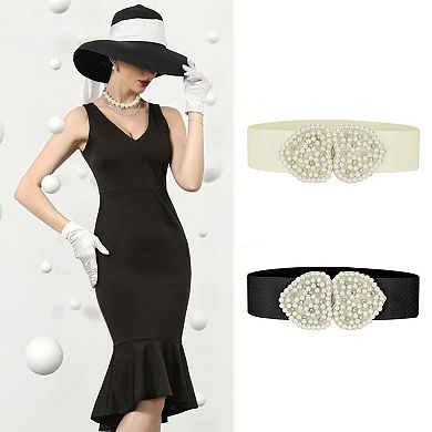 Women's Solid Color Heart Shape Design Imitation Decor Waist Belt