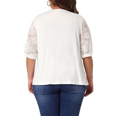 Plus Size Cardigan for Women Lightweight Lace Half Sleeve Open Front Cardigans