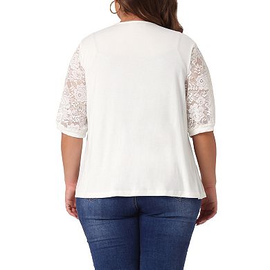 Plus Size Cardigan For Women Lightweight Lace Half Sleeve Open Front Cardigans