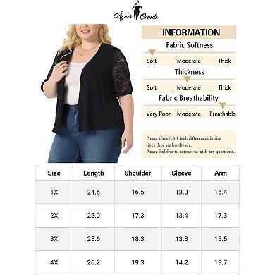 Plus Size Cardigan For Women Lightweight Lace Half Sleeve Open Front Cardigans