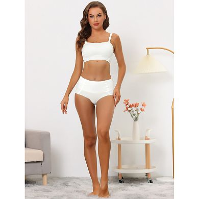 Women's Bandeau Bra Set Removable Straps Wirefree Non-slip Top Strapless Bra And Panty