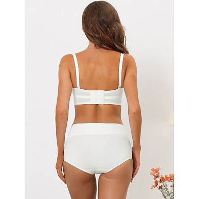 Women's Bandeau Bra Set Removable Straps Wirefree Non-slip Top Strapless Bra And Panty