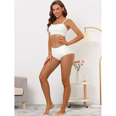 Women's Bandeau Bra Set Removable Straps Wirefree Non-slip Top Strapless Bra And Panty