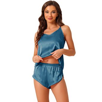 Women's Satin Pajamas Sleeveless Cami Sleepwear with Shorts Sliky Lounge Set