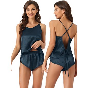 Women's Satin Pajamas Sleeveless Cami Sleepwear with Shorts Sliky Lounge Set