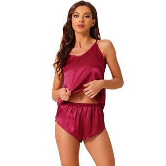 Women's Satin Pajamas Sleeveless Cami Sleepwear With Shorts Sliky Lounge Set
