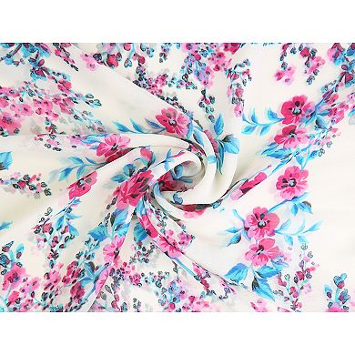 Women's Long Floral Chiffon Beach Sunscreen Swimwear Wrap Scarf