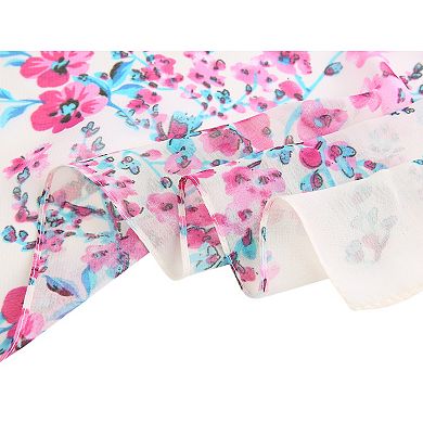 Women's Long Floral Chiffon Beach Sunscreen Swimwear Wrap Scarf