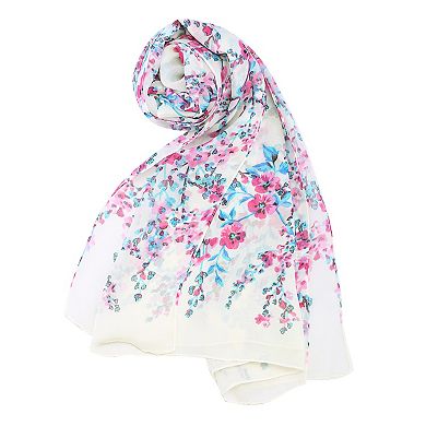 Women's Long Floral Chiffon Beach Sunscreen Swimwear Wrap Scarf