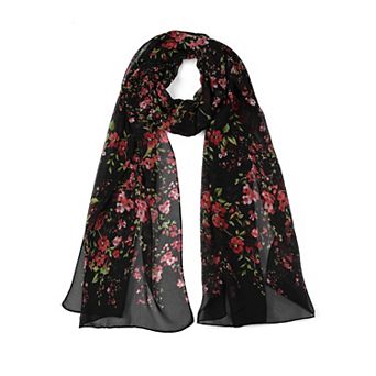 Women's Long Floral Chiffon Beach Sunscreen Swimwear Wrap Scarf