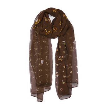 Women's Long Chiffon Floral Scarves Lightweight Beach Swimwear Wrap Shawls