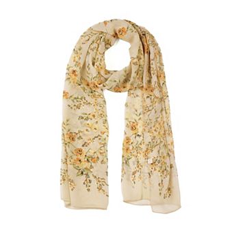 Women's Long Chiffon Floral Scarves Lightweight Beach Swimwear Wrap Shawls