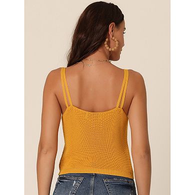 Women's Casual Sleeveless Crop Ribbed Knit Tank Top Spaghetti Strap Camisole Tops