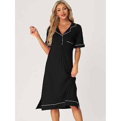 Women's Pajamas Collared Summer Button Up Short Sleeves Casual Lounge Nightgowns