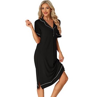 Women's Pajamas Collared Summer Button Up Short Sleeves Casual Lounge Nightgowns