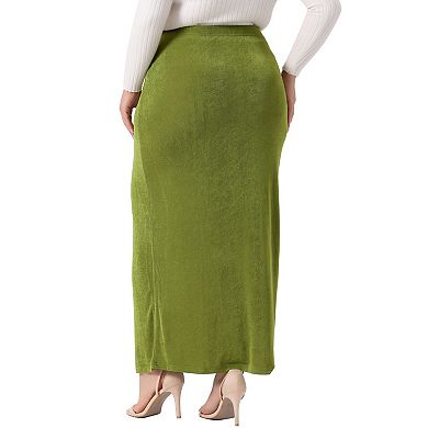 Plus Size For Women High Waist Stretch Elegant Office Work Bodycon Maxi Long Pencil Skirt