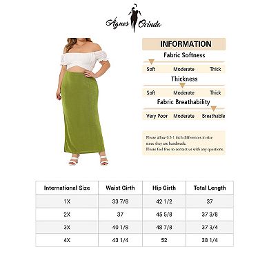 Plus Size For Women High Waist Stretch Elegant Office Work Bodycon Maxi Long Pencil Skirt