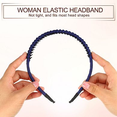 4 Pcs Teeth Comb Headband Tooth Comb Hair Hoop Pink Black Deep Blue Gray