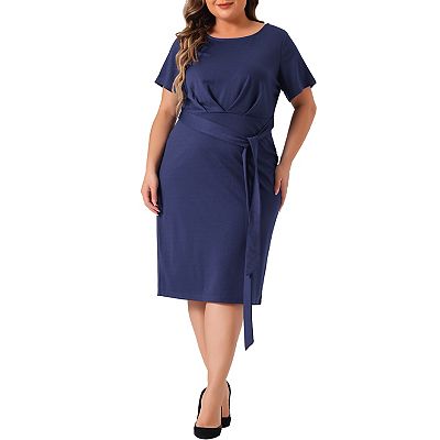 knee length dresses for ladies Plus Size Classic Stripe Skater Dress