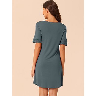 Women's Pajama V Neck Short Sleeves Sleepwear Stretchy Lounge Nightgowns