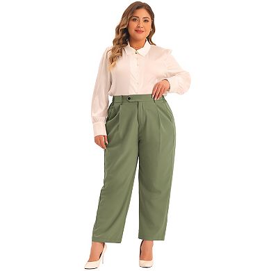 Women's Plus Size Pants High Elastic Waisted in the Back Trousers Long Straight Suit