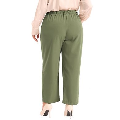 Women's Plus Size Pants High Elastic Waisted in the Back Trousers Long Straight Suit