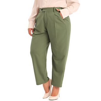 Women's Plus Size Pleated Work Office Outfits High Waisted Business Casual Pants with Pocket