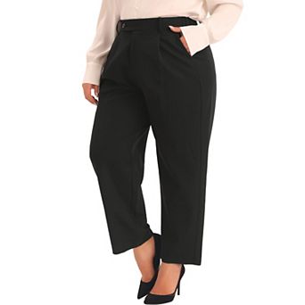 Women's Plus Size Pleated Work Office Outfits High Waisted Business Casual Pants with Pocket