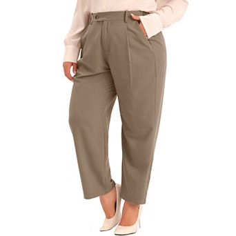 Women's Plus Size Pleated Work Office Outfits High Waisted Business Casual Pants with Pocket