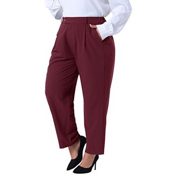Women's Plus Size Pleated Work Office Outfits High Waisted Business Casual Pants with Pocket