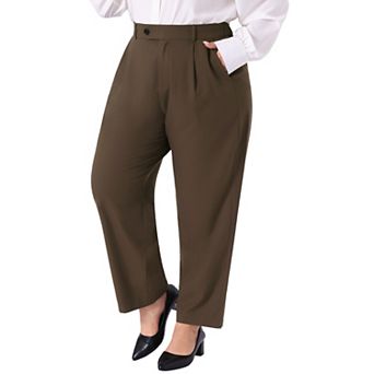 Women's Plus Size Pleated Work Office Outfits High Waisted Business Casual Pants with Pocket