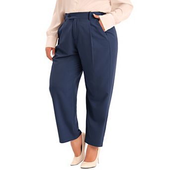 Women's Plus Size Pleated Work Office Outfits High Waisted Business Casual Pants with Pocket