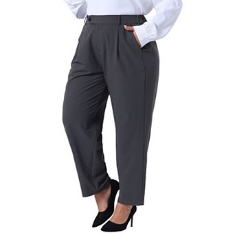 Women's Plus Size Pleated Work Office Outfits High Waisted Business Casual Pants with Pocket