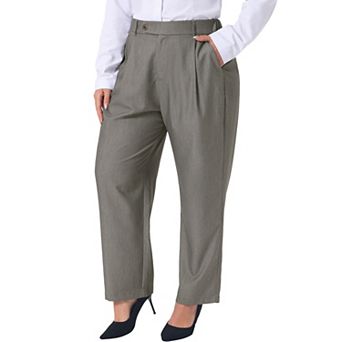 Women's Plus Size Pleated Work Office Outfits High Waisted Business Casual Pants with Pocket